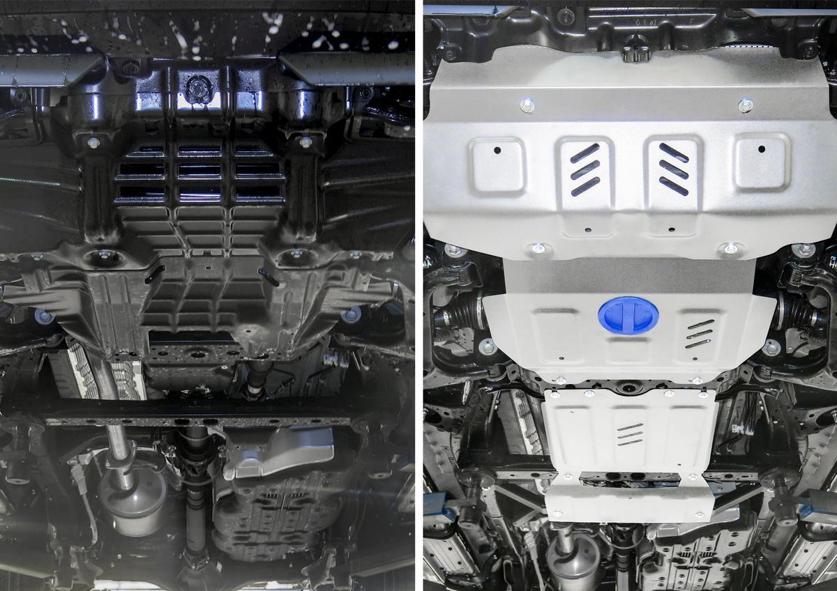 Защита радиатора, картера, КПП и РК Rival для Toyota Fortuner II 4WD 2017-2020 2020-н.в., штампованная, алюминий 3.8 мм, с крепежом, 4 части, K333.5770.1