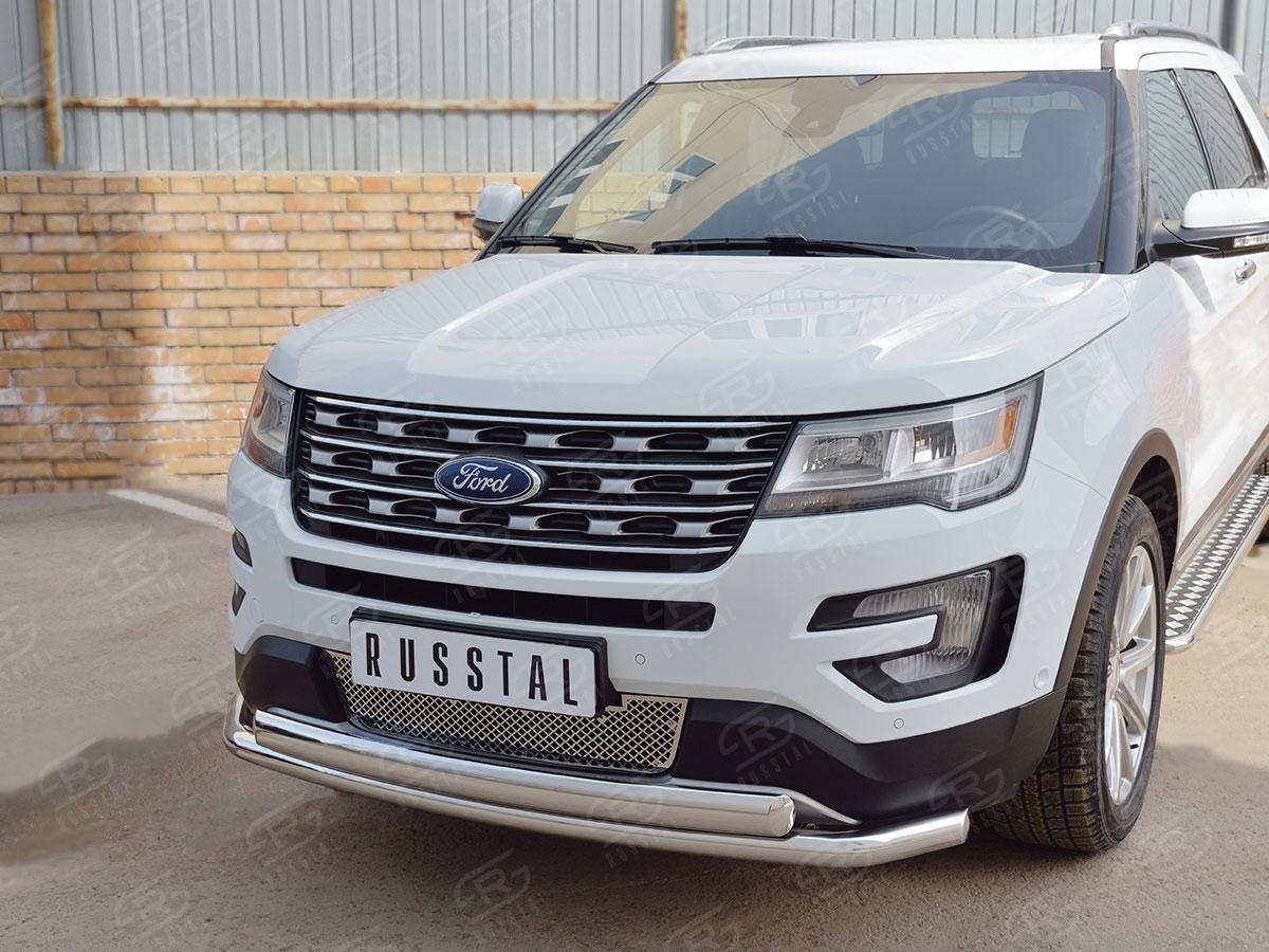 Защита переднего бампера d57/75х42 для Ford Explorer 2015, Slitkoff FEZ-002659