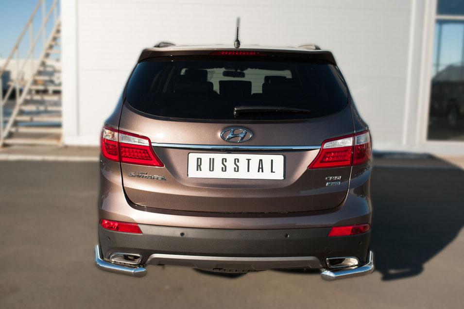 Защита заднего бампера уголки d57 для Hyundai Santa Fe Grand 2013, Slitkoff HSFZ-002014