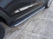 Пороги алюминиевые с пластиковой накладкой (карбон серебро) 1720 мм для автомобиля Hyundai Tucson 2015-2018, TCC Тюнинг HYUNTUC15-10SL