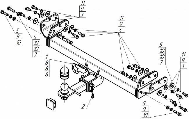 Фаркоп Omoda C5 2024-, тип шара E, MOTODOR, арт. 99029-E