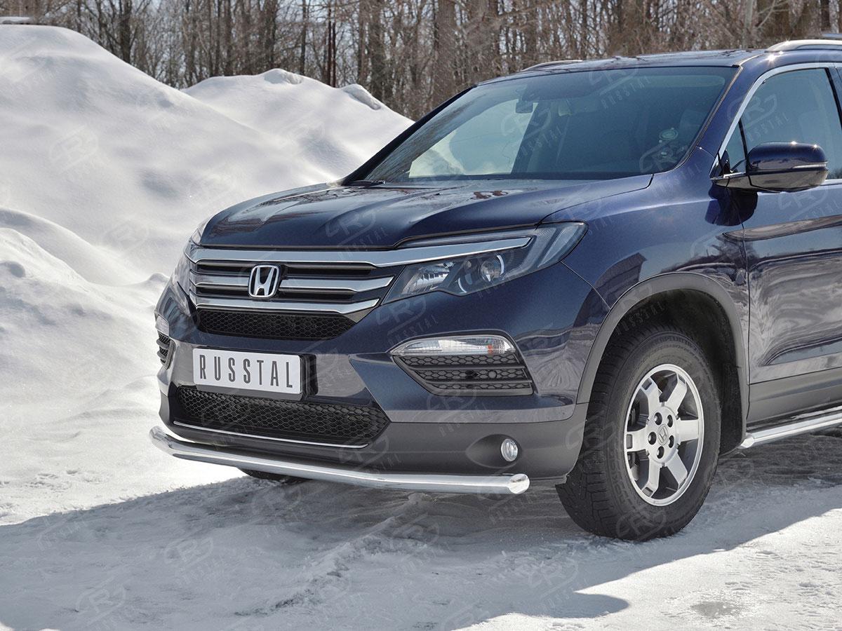 Защита переднего бампера d57 на Honda Pilot III 2015, Slitkoff HPZ-002918