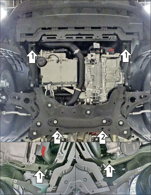 Защита стальная Мотодор (Двигатель, Коробка переключения передач), 2 мм,  для Geely Okavango  2023- арт. 74208