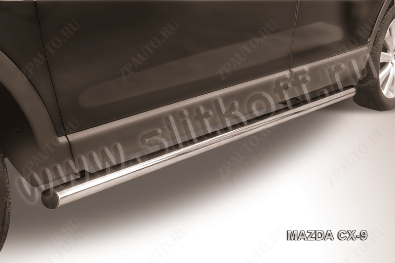 Защита порогов d57 труба Mazda CX-9 (2006-2012) Black Edition, Slitkoff, арт. MZCX9007BE