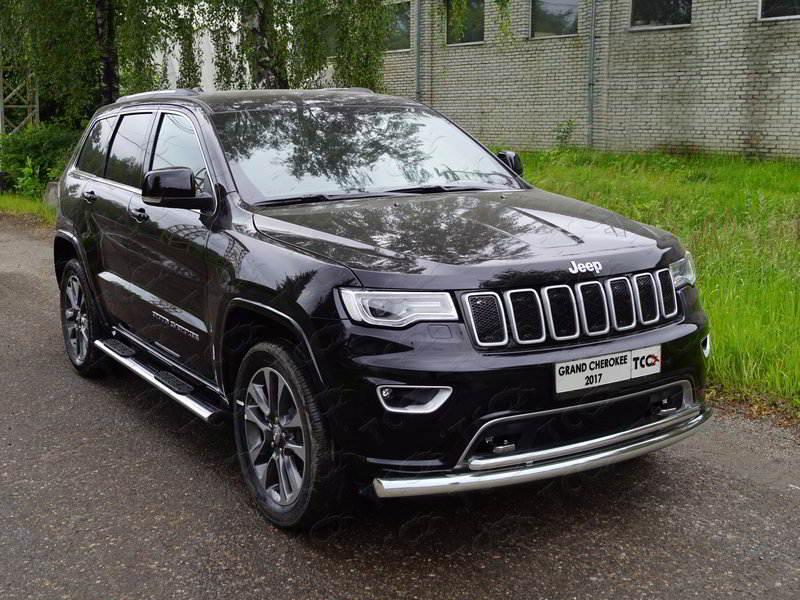 Защита передняя нижняя (двойная) 76,1/42,4 мм для автомобиля Jeep Grand Cherokee 2017-, TCC Тюнинг GRCHER17-12