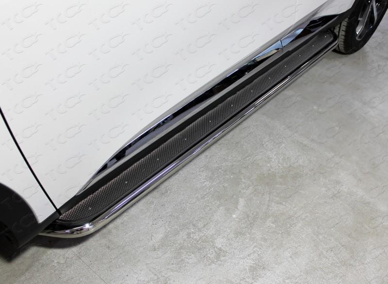 Пороги с площадкой (нерж. лист) 42,4 мм для автомобиля HAVAL F7X (2.0L 4WD) 2022-,TCC Тюнинг ,арт. HAVF7X22-18