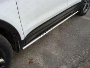 Пороги овальные с проступью 75х42 мм для автомобиля Hyundai Santa Fe (DM) 2012-2018, TCC Тюнинг HYUNSF12-04