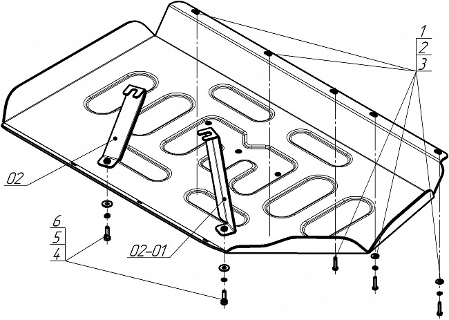Защита алюминиевая Мотодор (Топливный бак), 4 мм,  Li L7  2024- арт. 349910