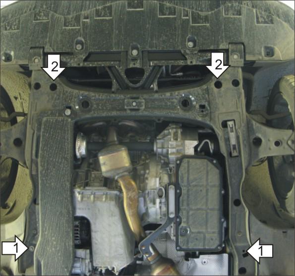 Защита стальная Мотодор (Двигатель, Коробка переключения передач), 2 мм, Сталь для Mercedes-benz B-class 2005-2008 арт. 01220