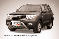 Кенгурятник d76 низкий широкий с защитой карера и перемычкой Toyota Land Cruiser 200 (2007-2012) Black Edition, Slitkoff, арт. TLC2-003BE