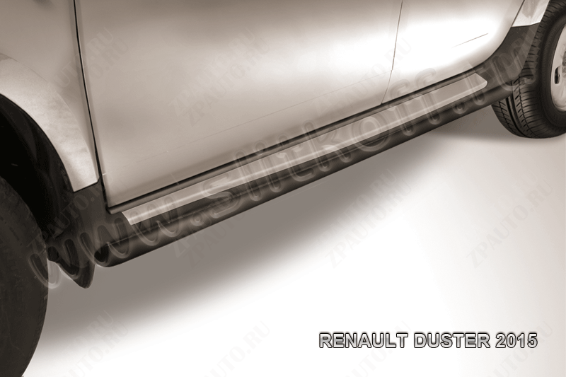 Защита порогов d42 труба черная Renault Duster (2015-2021) , Slitkoff, арт. RD15007B