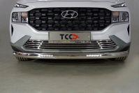 Защита передняя нижняя (овальная с ДХО) 75х42 мм для автомобиля Hyundai Santa Fe 2021- TCC Тюнинг арт. HYUNSF21-31
