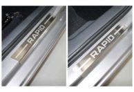 Накладки на пороги внутренние (лист шлифованный надпись Rapid) 4шт для автомобиля Skoda Rapid 2020- TCC Тюнинг арт. SKORAP20-05