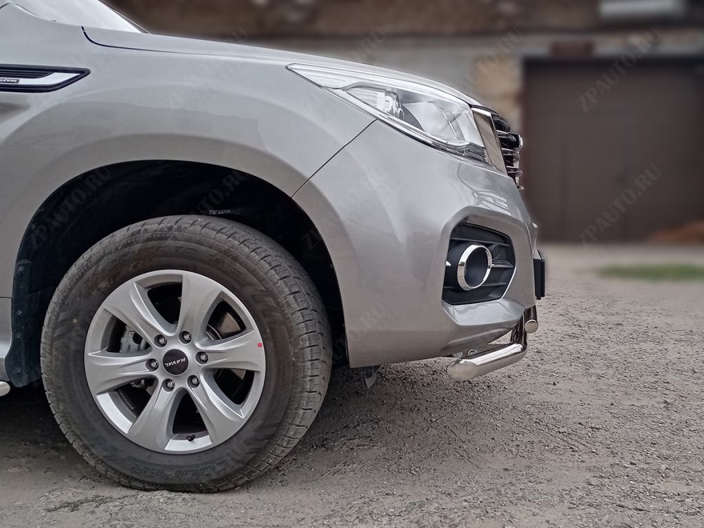 Защита переднего бампера d-60+43радиусная двойная для автомобиля HAVAL H9 2017 - по наст.время арт. HVH9_1.1, 
Технотек