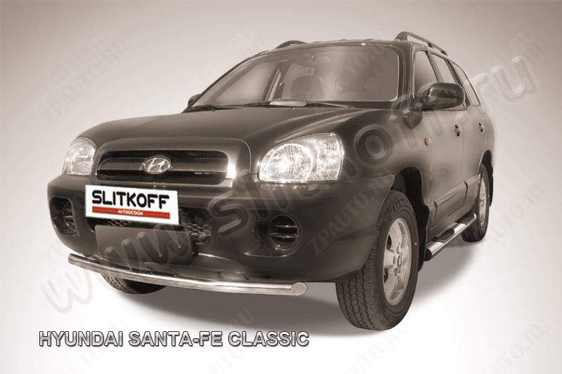 Защита переднего бампера d57 Hyundai Santa-Fe Classic (2000-2012) Black Edition, Slitkoff, арт. HSFT009BE