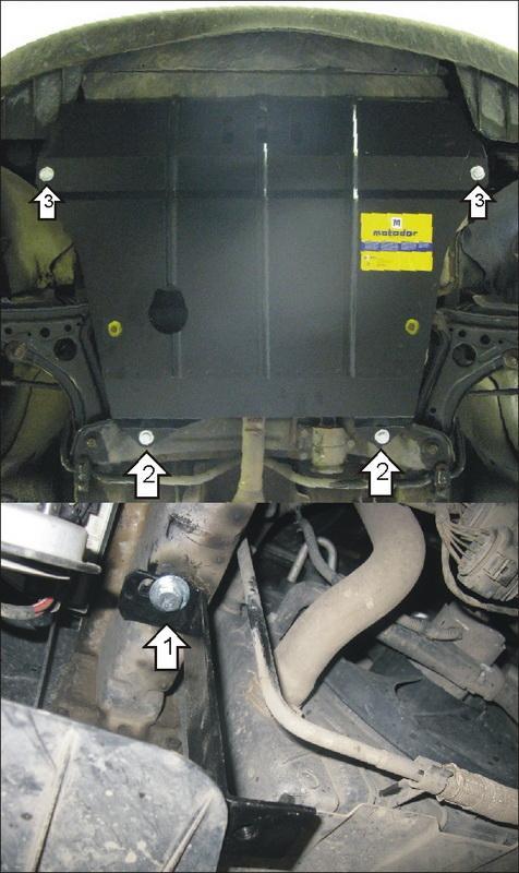 Защита стальная Мотодор (Двигатель, Коробка переключения передач), 2 мм, Сталь для Volkswagen Lupo 1998-2005 арт. 02706