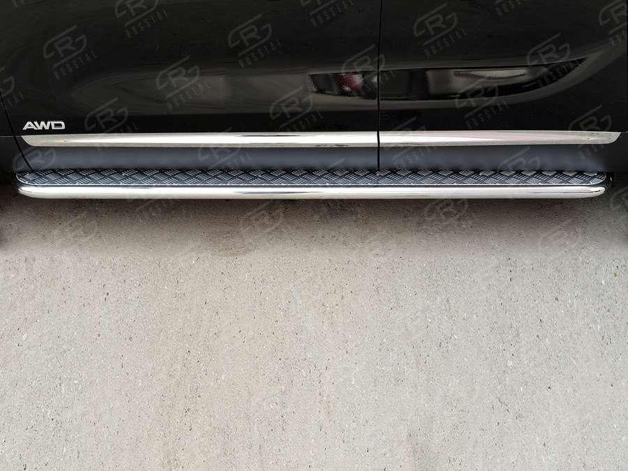 Пороги труба d42 с листом вариант 1 KIA Sorento Prime CRDI 2015, Slitkoff KSPL-0022131