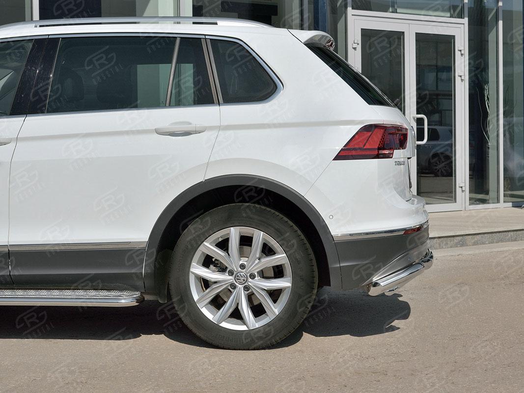 Защита заднего бампера d57/42/57 уголки на Volkswagen Tiguan 2 2017, Slitkoff VGZ-002723