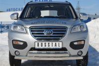 Защита переднего бампера d75х42/75х42 овал для Lifan X60, Slitkoff LFZ-001240