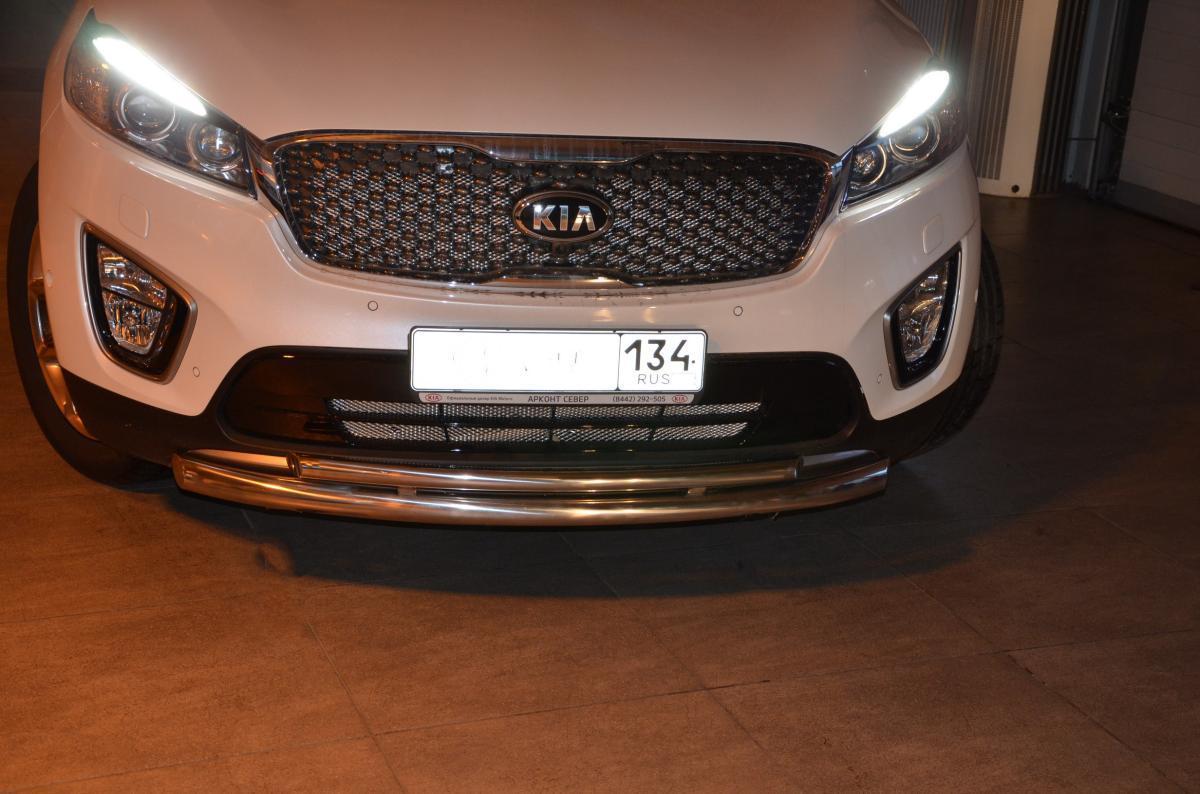 Защита переднего бампера двойная для автомобиля KIA Sorento 2015. KSR.15.03-1, Россия