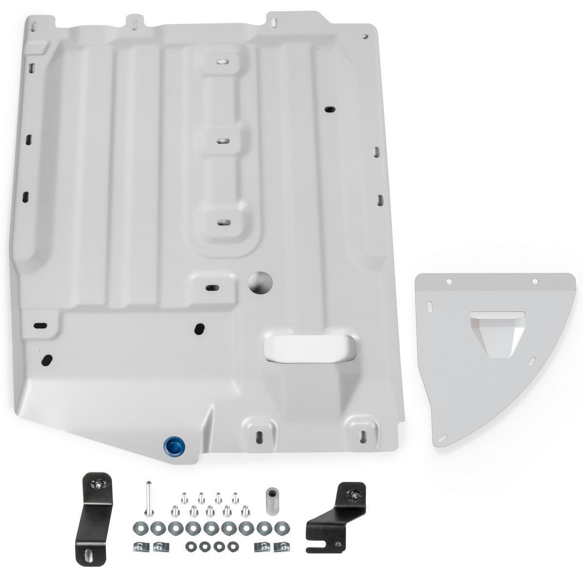 Защита КПП и РК Rival для BMW X5 G05 (xDrive 25d) 2018-н.в., штампованная, алюминий 3 мм, с крепежом, 2 части, 333.0534.1