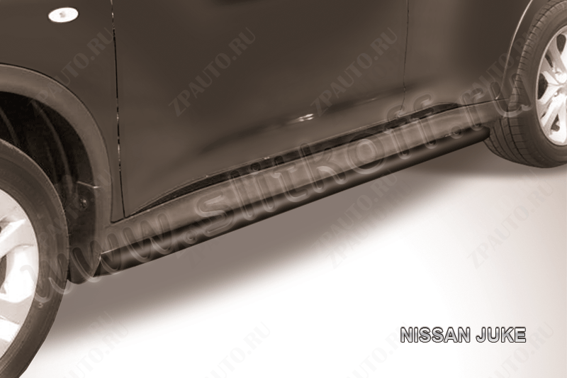 Защита порогов d42 с гибами черная Nissan Juke 4WD (2010-2014) , Slitkoff, арт. NJ4WD-008B