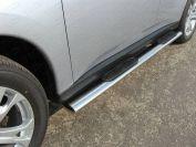 Пороги овальные с накладкой 120х60 мм для автомобиля Mitsubishi Outlander 2012-2014, TCC Тюнинг MITOUT12-05