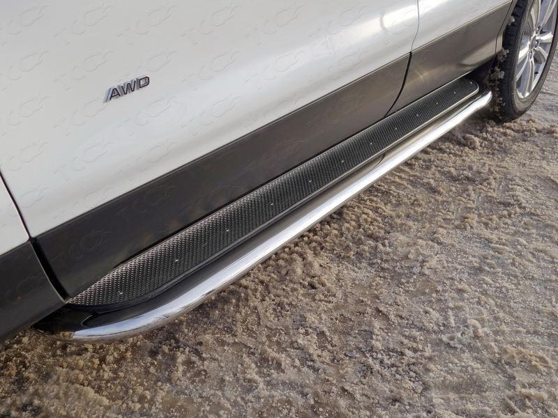Пороги с площадкой (нерж. лист) 75х42 мм для автомобиля Ford Kuga 2016-, TCC Тюнинг FORKUG17-27