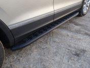 Пороги алюминиевые с пластиковой накладкой (карбон черные) 1820 мм для автомобиля Volkswagen Tiguan 2017- TCC Тюнинг арт. VWTIG17-16BL