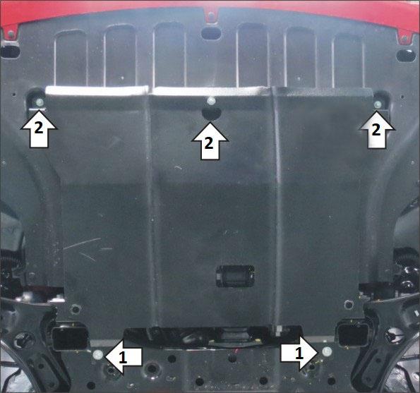 Защита стальная Мотодор (Двигатель, Коробка переключения передач), 2 мм, Сталь для Hyundai Solaris 2017- арт. 70912