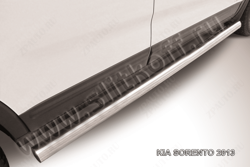 Защита порогов d76 труба Kia Sorento (2012-2021) Black Edition, Slitkoff, арт. KS13-007BE