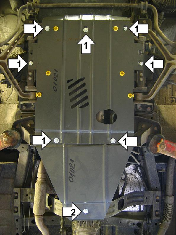 Защита стальная Мотодор (Двигатель, Коробка переключения передач), 2 мм, Сталь для KIA Pregio 1997-2007 арт. 01021