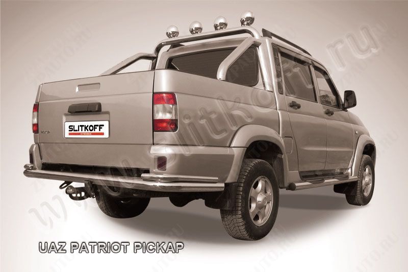 Защита заднего бампера d76+d42 двойная Uaz Pickup (2008-2014) , Slitkoff, арт. UPpic010