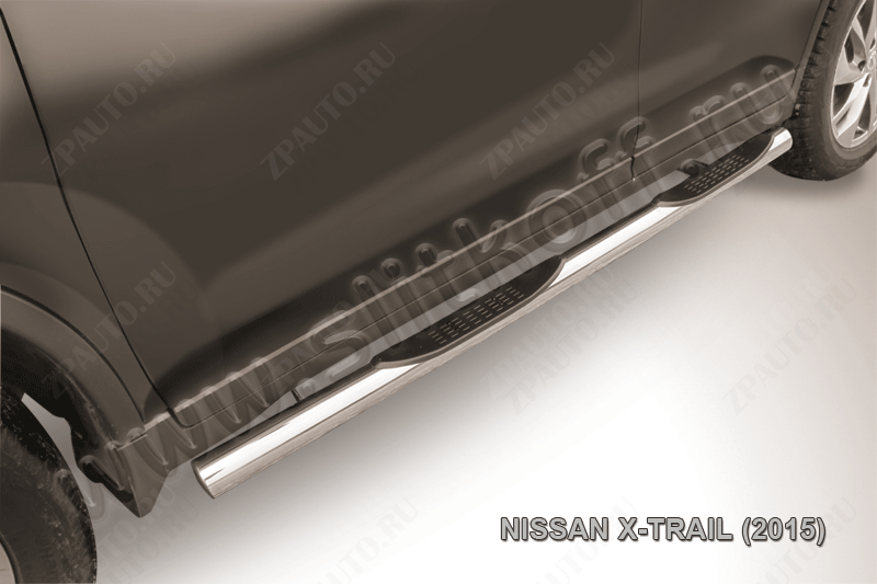 Защита порогов d76 с проступями Nissan X-Trail (2013-2023) , Slitkoff, арт. NXT15-006