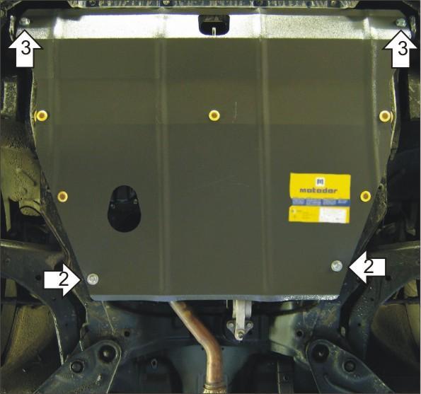 Защита стальная Мотодор (Двигатель, Коробка переключения передач), 2 мм, Сталь для KIA Cerato 2004-2006 арт. 01022
