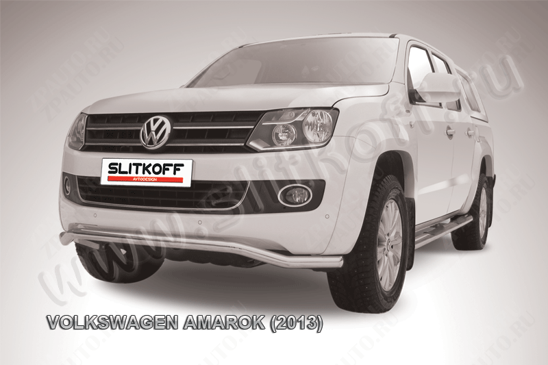 Защита переднего бампера d57 волна Volkswagen Amarok (2010-2016) Black Edition, Slitkoff, арт. VWAM13-007BE
