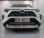 Защита передняя нижняя (овальная с ДХО) 75х42 мм для автомобиля Toyota RAV4 2019 арт. TOYRAV19-19, TCC Тюнинг