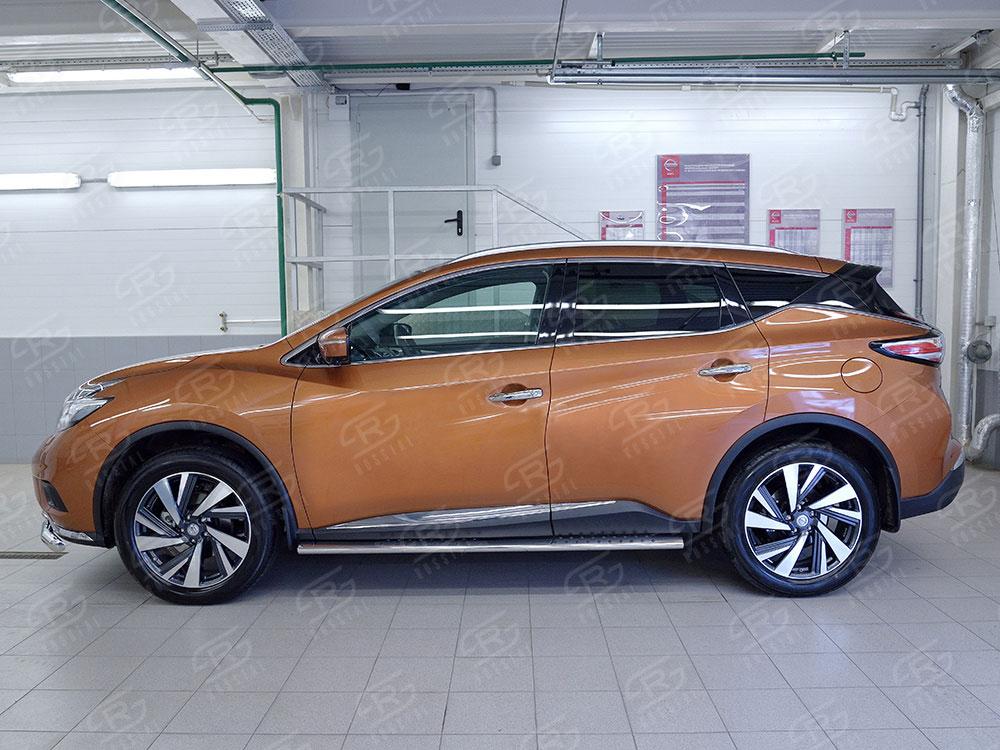 Пороги труба 120х60 овал с проступью для Nissan Murano 2016, Slitkoff NMUO-002407