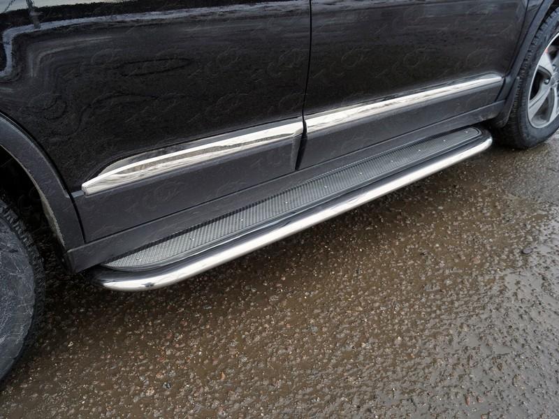 Пороги с площадкой (нерж. лист) 75х42 мм для автомобиля Great Wall Haval H6 2015-, TCC Тюнинг HAVH615-17