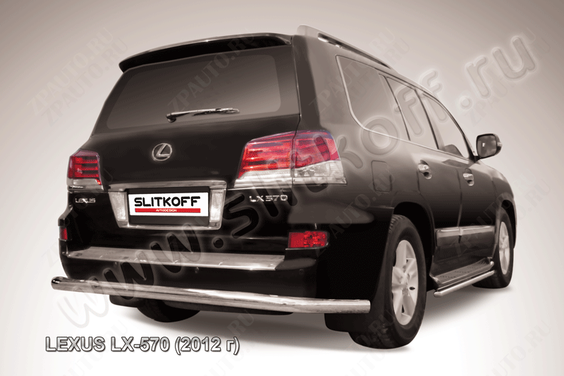 Защита заднего бампера d76 Lexus LX-570 (2012-2015) Black Edition, Slitkoff, арт. LLX570-12-012BE