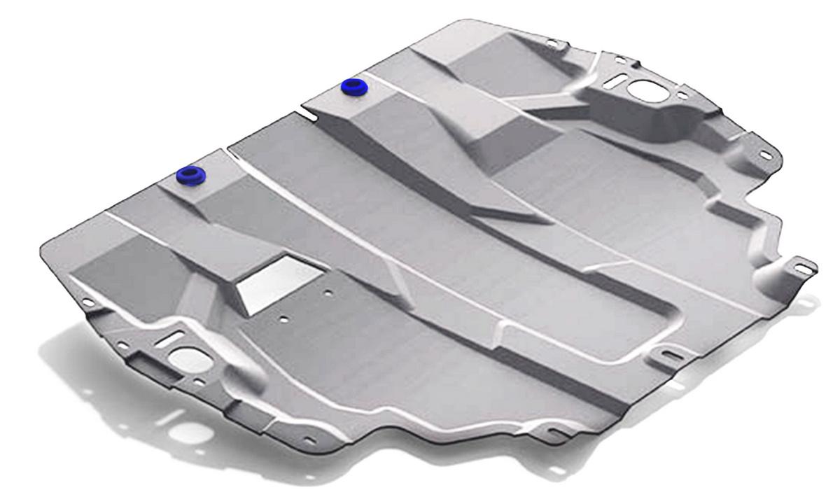 Защита картера и КПП Rival для Volkswagen Caddy IV (без Webasto) 2015-2020, штампованная, алюминий 3 мм, с крепежом, 333.5855.1