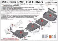 Защита  радиатора для Mitsubishi L200  2016.07-  V-all , ALFeco, алюминий 4мм, арт. ALF14471al