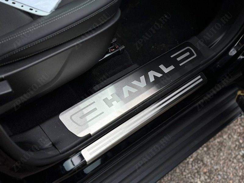 Накладки на пороги (лист шлифованный с полосой) 4шт Haval H7 2.0 4WD 2024 арт. HAVH724-02