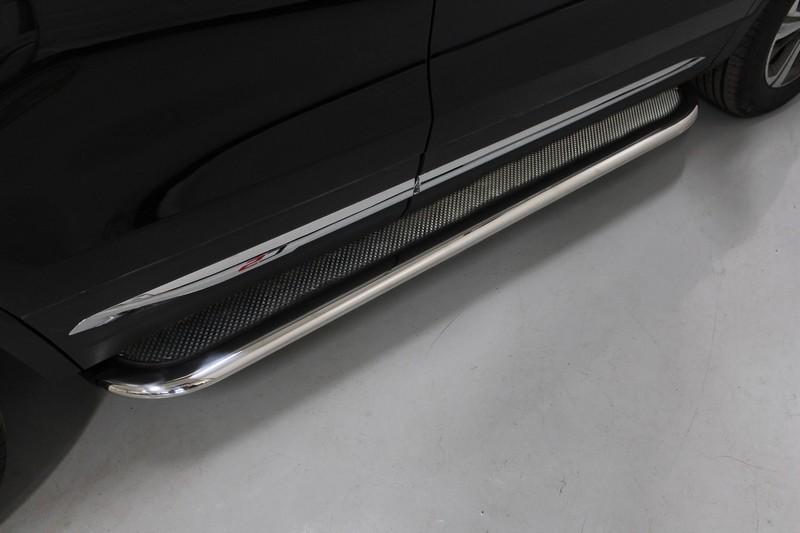 Пороги с площадкой (нерж. лист) 75х42 мм для автомобиля Changan CS75 FL 2020 арт. CHANCS7520-22