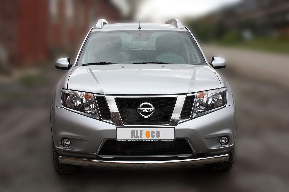 Защита передняя (ОВАЛ) D 75х42 для Nissan Terrano(Ниссан Террано), ALFeco арт. TERR-14.01