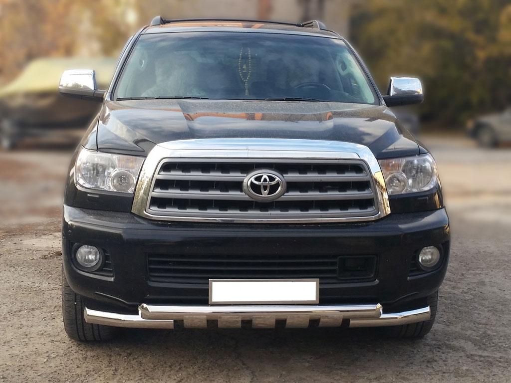 Защита переднего бампера с накладками d76 на Toyota Sequoia 2007, Технотек TOYS09_1.2