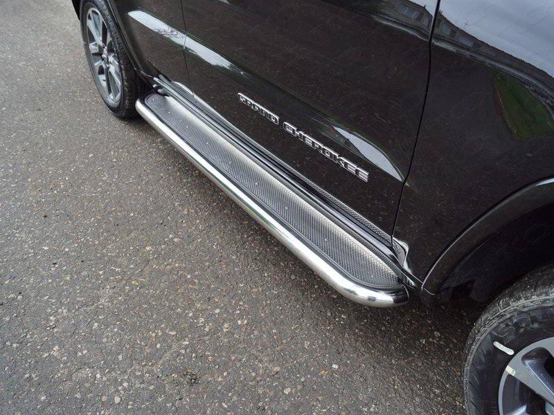 Пороги с площадкой (нерж. лист) 60,3 мм для автомобиля Jeep Grand Cherokee 2017-, TCC Тюнинг GRCHER17-22