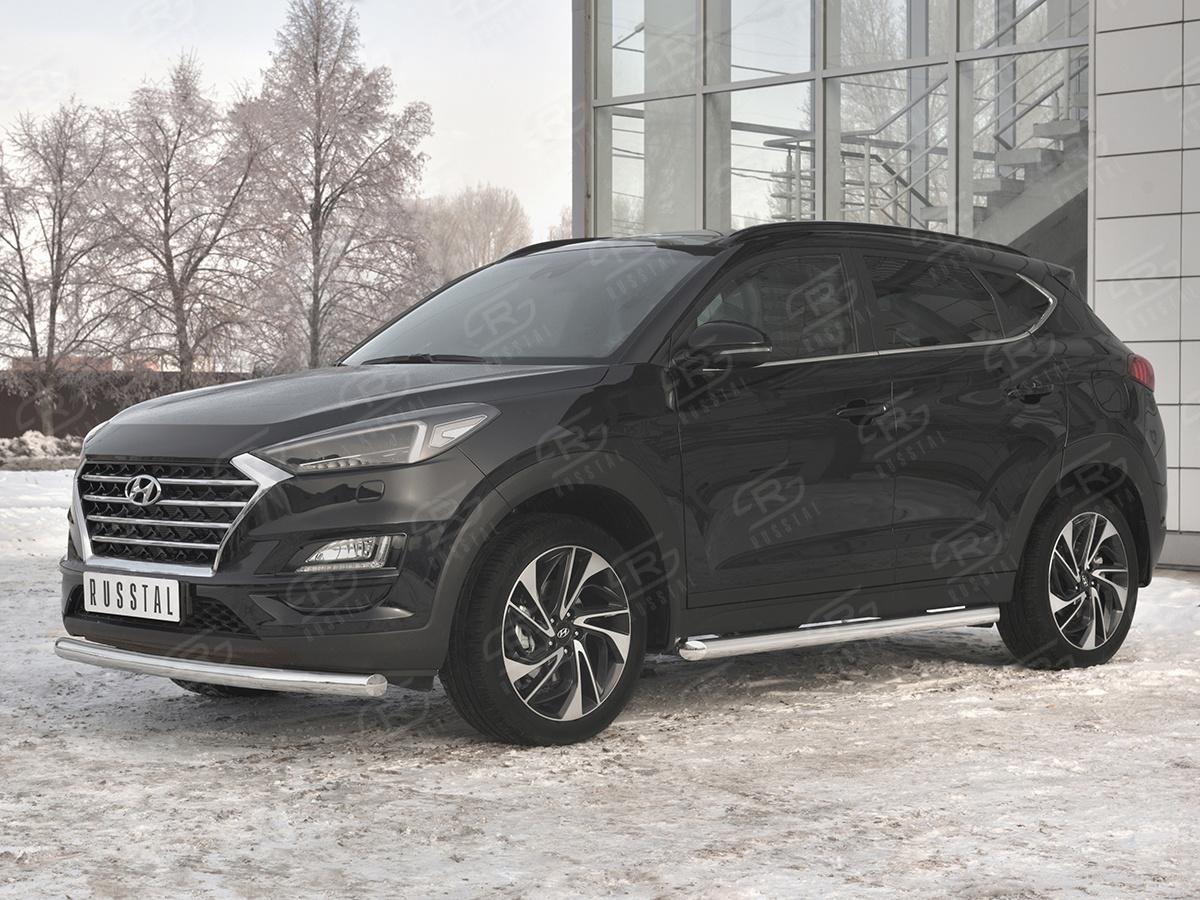 Защита переднего бампера d57 секции HTZ-003097 для автомобиля HYUNDAI TUCSON 2018-, Slitkoff