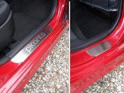 Накладки на пороги (лист шлифованный надпись Picanto) для автомобиля Kia Picanto II 2011 - 2017