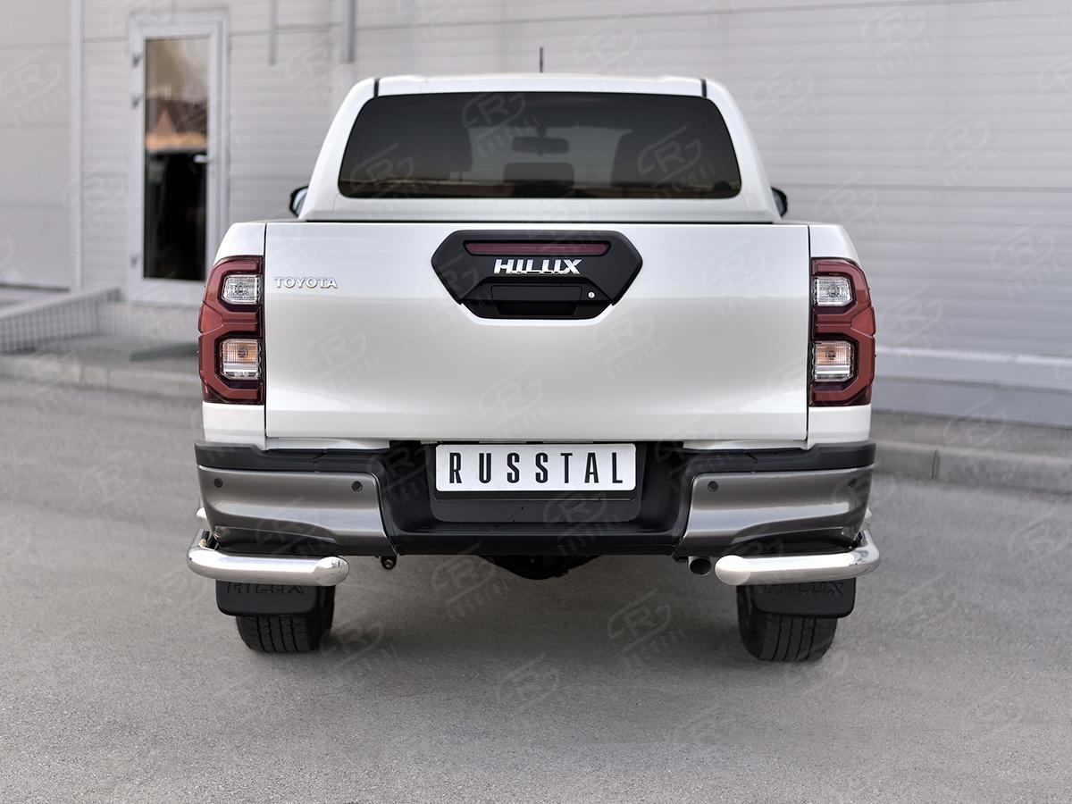 TOYOTA HILUX BLACK ONYX 2020- Защита заднего бампера уголки d76 секции-d57 прямая THBOZ-003519